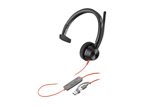 Poly Blackwire 3315 Monoaural con Certificación Microsoft Teams y Adaptador USB-C/A, Negro Poly Blackwire 3315 Monoaural con Certificación Microsoft Teams y Adaptador USB-C/A, Negro