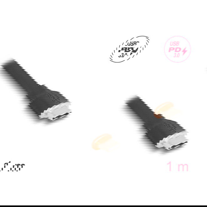 DeLOCK Cable USB-C a USB-C 81238 USB 2.0 PD 3.0 Carga Rápida 60W 1 m Negro para Carga y Datos DeLOCK Cable USB-C a USB-C 81238 USB 2.0 PD 3.0 Carga Rápida 60W 1 m Negro para Carga y Datos