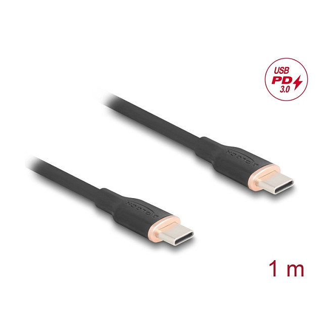 DeLOCK Cable USB 2.0 Tipo-C a Tipo-C PD 3.0 60 W 1 m Negro Silicona