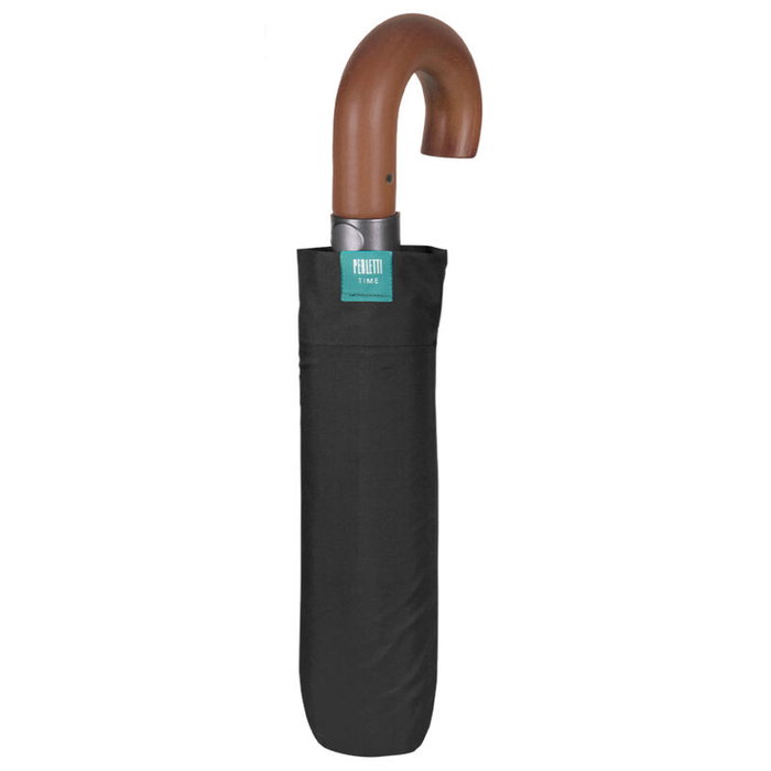 Perletti Paraguas Automático 58-8 Negro con Mango de Madera Perletti Paraguas Automático 58-8 Negro con Mango de Madera
