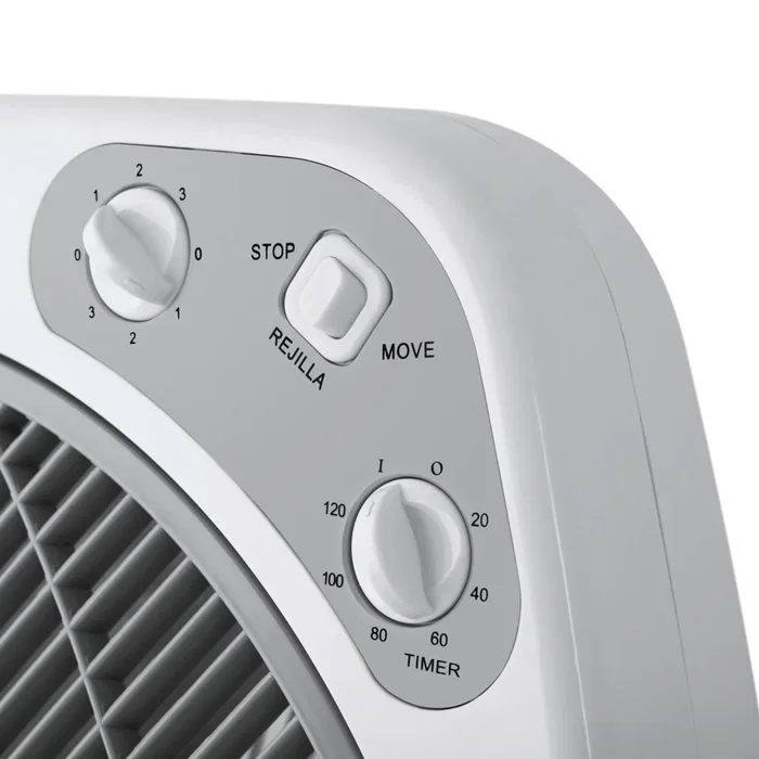 Orbegozo BF 0140 Ventilador de Suelo Box Fan, 60W, 40cm, 3 Velocidades, Difusor Rotatorio, Temporizador 2h, Blanco