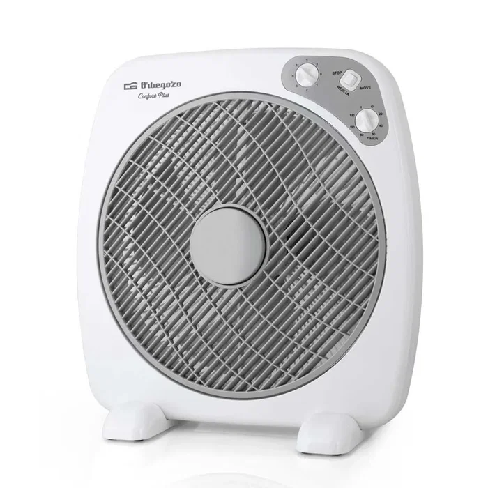 Orbegozo BF 0140 Ventilador de Suelo Box Fan, 60W, 40cm, 3 Velocidades, Difusor Rotatorio, Temporizador 2h, Blanco
