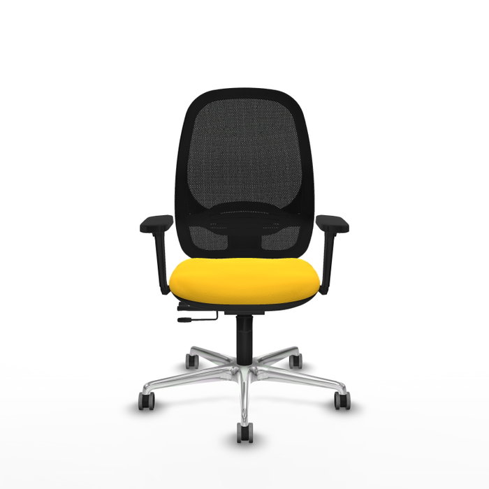 PIQUERAS Y CRESPO Silla de oficina Cilanco con mecanismo Sincro/Traslack, Similpiel Amarillo y Malla Negro