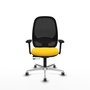 PIQUERAS Y CRESPO Silla de oficina Cilanco con mecanismo Sincro/Traslack, Similpiel Amarillo y Malla Negro