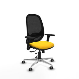 PIQUERAS Y CRESPO Silla de oficina Cilanco con mecanismo Sincro/Traslack, Similpiel Amarillo y Malla Negro