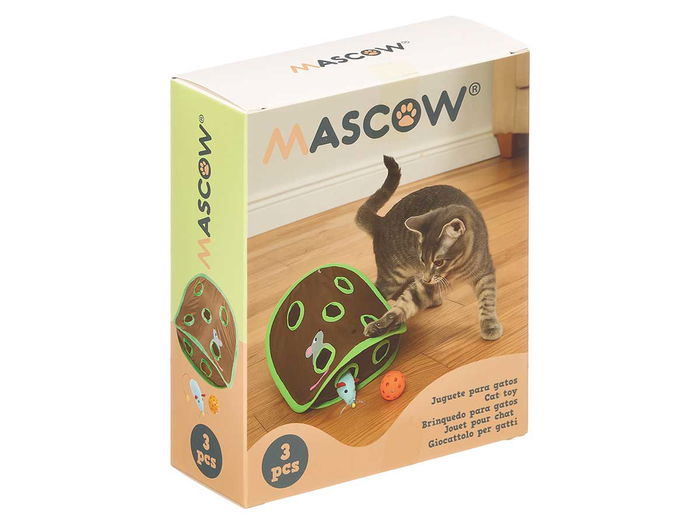 MascoW Juguete Gato Caza Ratón 32 x 10 x 32 cm Plástico, Metal Verde, Marrón, Azul, Naranja (Set de 8)