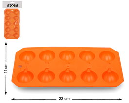 Molde Naranja para Hielo con Forma de Calabaza Halloween 22x11 cm