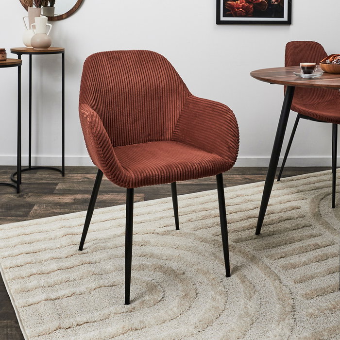 Home Deco Factory Silla Butaca Scott Terracota Colección Cocooning Estructura Madera Patas Hierro