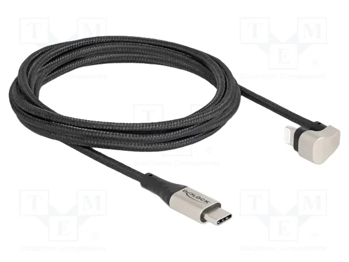 DeLOCK Cable de datos y carga USB Type-C a Lightning de 2 m, ángulo 180°, MFi DeLOCK Cable de datos y carga USB Type-C a Lightning de 2 m, ángulo 180°, MFi