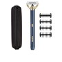 Babyliss X-BLADE SUPER-X Recortadora de Barba y Afeitado, Cuchilla Acero Japonés, Cabezal Basculante 50°, 4 Peines Guía (1-5 mm), Batería Litio 45 Min, IPX7, Color Metal Gold & Navy
