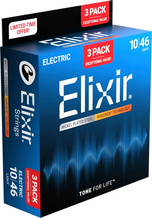 Elixir Pack 3 Juegos Cuerdas Eléctrica Nanoweb Nickel P. Steel Light 10-46