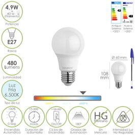 MAURER Bombilla LED Estándar E27 4,9W 6500K