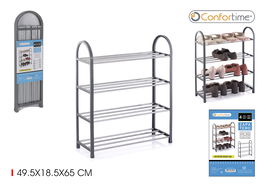 Confortime Zapatero Metálico y Plástico 4 Puertas 49.5 x 18.5 x 65 cm (12 Unidades)