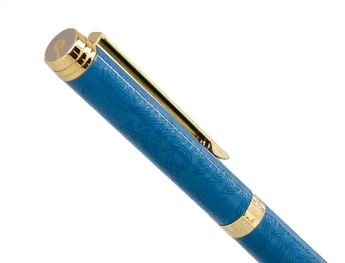 Belius Wild West Bolígrafo Aluminio Azul Marino Dorado Tinta Azul Caja Diseño
