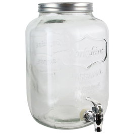 Home Deco Factory Dispensador Bebida 8 L Colección Essentiel Cristal con Grifo Tapa Metal