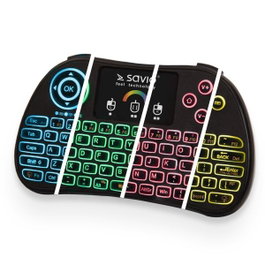 Savio KW-03 Teclado Inalámbrico Mini Retroiluminado RGB para TV Box Smart TV Consola PC Layout Polaco