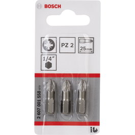 Bosch Juego de 3 Puntas de Destornillador PZ2 25 mm