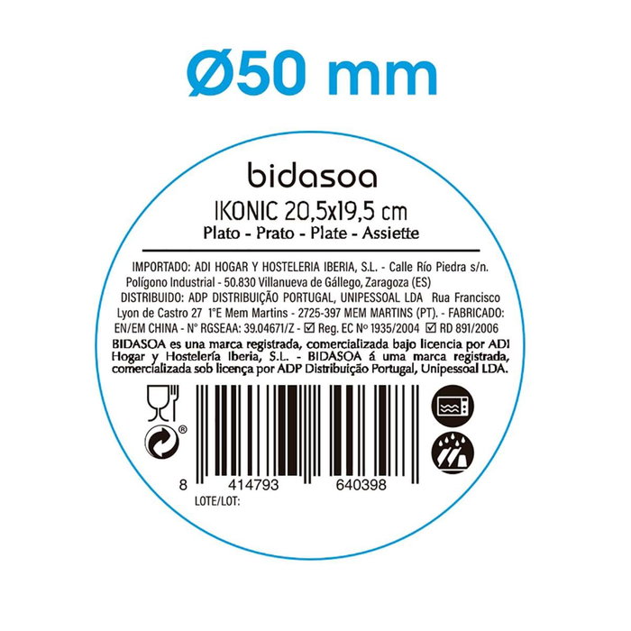 Plato Hondo Cerámico Ikonic Bidasoa 20,5x19,5x3,3 cm (24 Unidades)