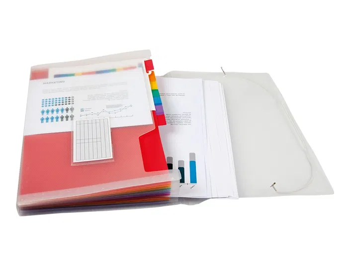 Liderpapel 42159 Carpeta Clasificador Fuelle Polipropileno A4 Transparente 13 Departamentos
