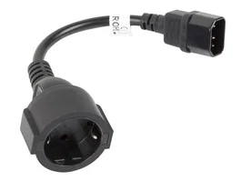 Lanberg CA-C14E-10CC-0018-BK Cable de Alimentación IEC C14 Macho a Conector Hembra, 0.18m, Negro, Certificado VDE