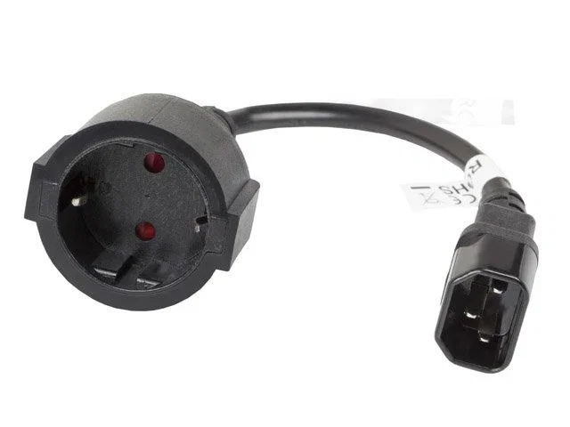 Lanberg CA-C14E-10CC-0018-BK Cable de Alimentación IEC C14 Macho a Conector Hembra, 0.18m, Negro, Certificado VDE