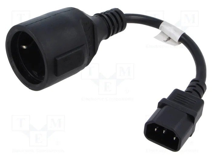 Lanberg CA-C14E-10CC-0018-BK Cable de Alimentación C14 a Schuko Negro