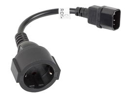 Lanberg Cable Adaptador IEC 320 C14 a C13 y Schuko Uni, 20 cm, Alimentación para PC y Servidor, Negro