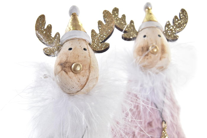 DKD Home Decor Figura Navidad Reno Lana Metal Blanco Rosa Palo Dorado 5.5 x 17.5 x 5.5 cm (6 Unidades) DKD Home Decor Figura Navidad Reno Lana Metal Blanco Rosa Palo Dorado 5.5 x 17.5 x 5.5 cm (6 Unidades)