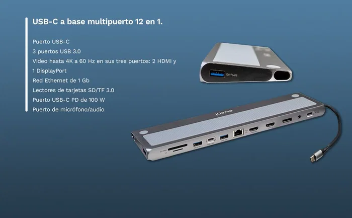 Ewent EW1150 Docking Station 12 en 1 USB-C con 4K@60Hz y PD 100W Ewent EW1150 Docking Station 12 en 1 USB-C con 4K@60Hz y PD 100W