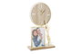 DKD Home Decor Reloj de Sobremesa MDF y Metal con Marco de Fotos Natural y Dorado