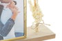 DKD Home Decor Reloj de Sobremesa MDF y Metal con Marco de Fotos Natural y Dorado