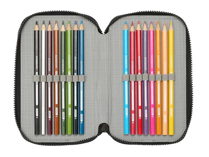 Plumier Triple Teenage Mutant Ninja Turtles Negro Gris 12,5 x 19,5 x 5,5 cm 36 Piezas