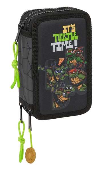 Plumier Triple Teenage Mutant Ninja Turtles Negro Gris 12,5 x 19,5 x 5,5 cm 36 Piezas