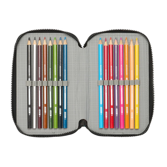 Plumier Triple Teenage Mutant Ninja Turtles Negro Gris 12,5 x 19,5 x 5,5 cm 36 Piezas