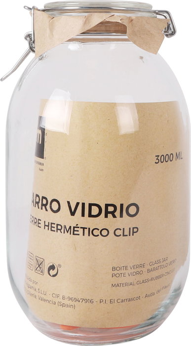 La Mediterranea Tarro Hermético Vidrio Clip 3000 ml (6 Unidades)