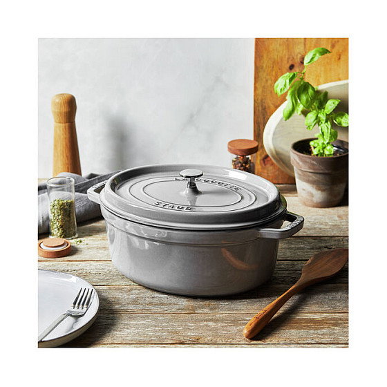 Staub La Cocotte Cazuela Ovalada de Hierro Fundido 31cm Gris