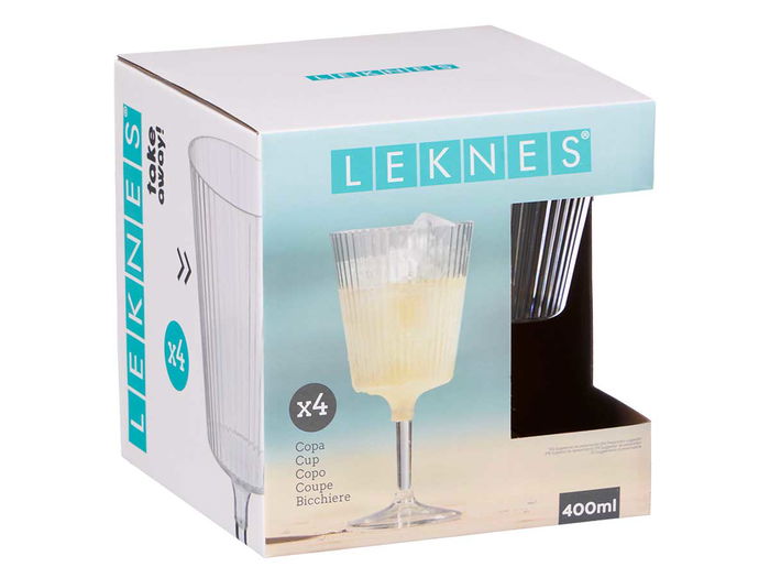 Leknes Copa Rayas Transparente 400 ml 9x18.5x9 cm (Set de 24)