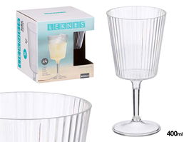 Leknes Copa Rayas Transparente 400 ml 9x18.5x9 cm (Set de 24)