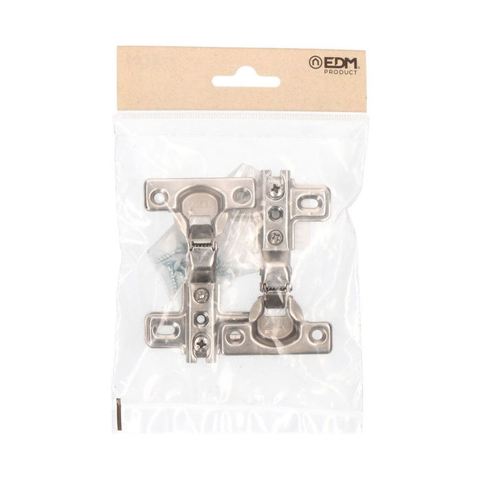Edm Blister Bisagra Cazoleta Acodada BC01 26mm Zincado Acero Incluye Tornillos Base