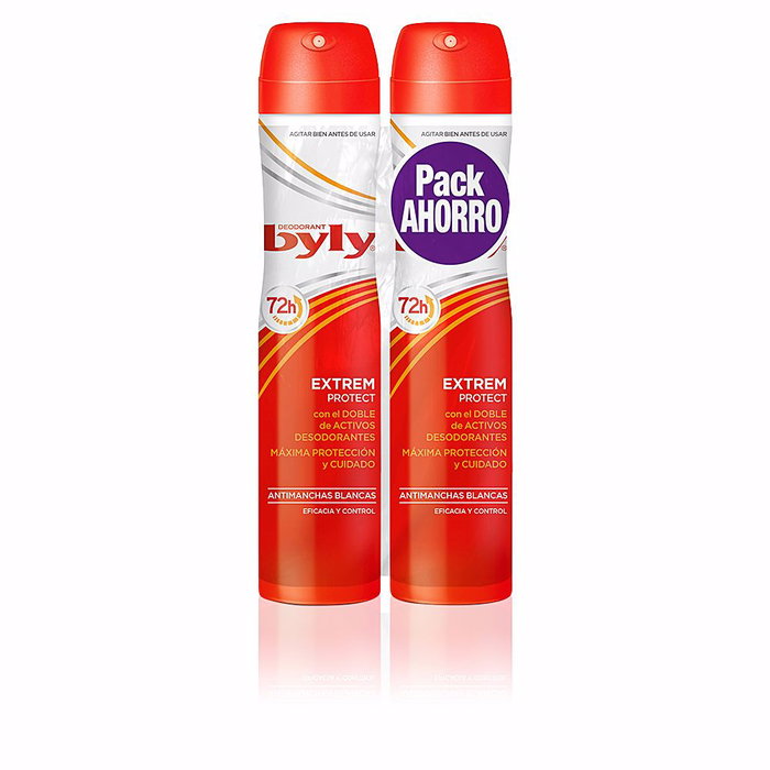 Byly EXTREM 72H Desodorante Vaporizador Spray Antitranspirante, Lote de 2 x 200 ml, Protección 72 Horas Byly EXTREM 72H Desodorante Vaporizador Spray Antitranspirante, Lote de 2 x 200 ml, Protección 72 Horas