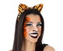 Atosa Diadema de Orejas de Tigre para Mujer Adulto, Naranja y Negro