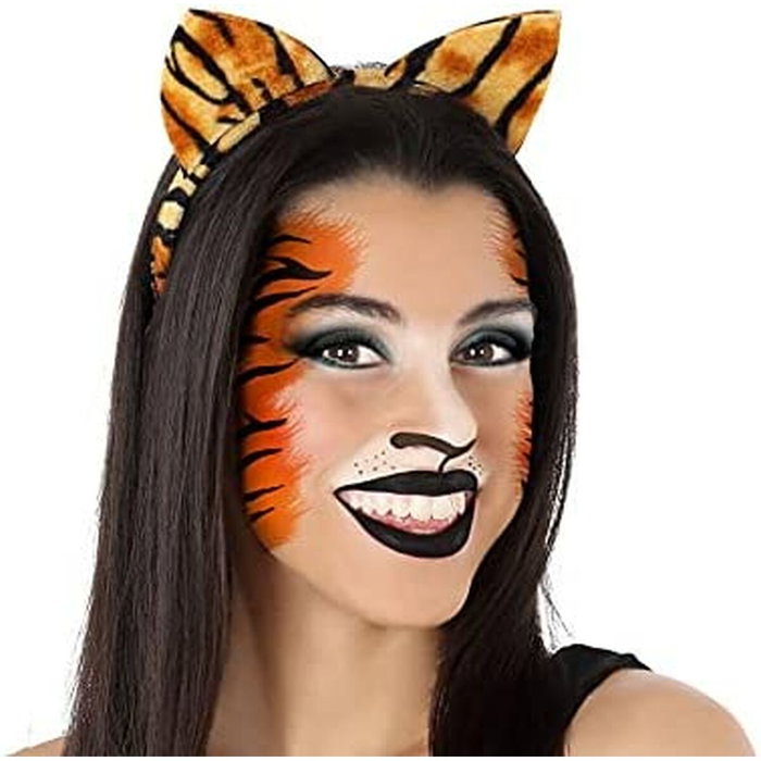 Atosa Diadema de Orejas de Tigre para Mujer Adulto, Naranja y Negro
