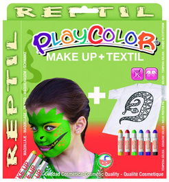 Pack Playcolor Maquillaje Make Up Basic Blister De 3 + Tempera Solida Textil One Caja De 6 Thematics Reptil