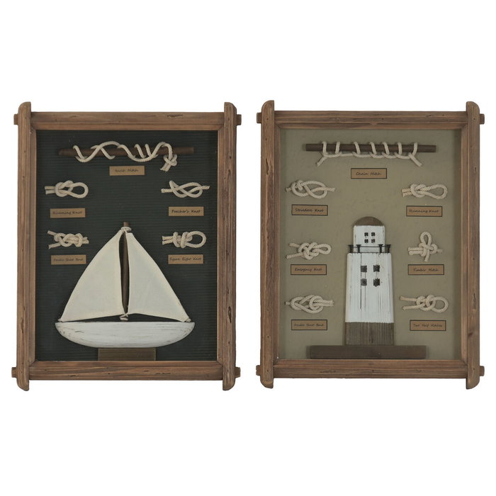 DKD Home Decor Cuadro Pino y Cristal 34x4x46 Nudos Surtido de 2