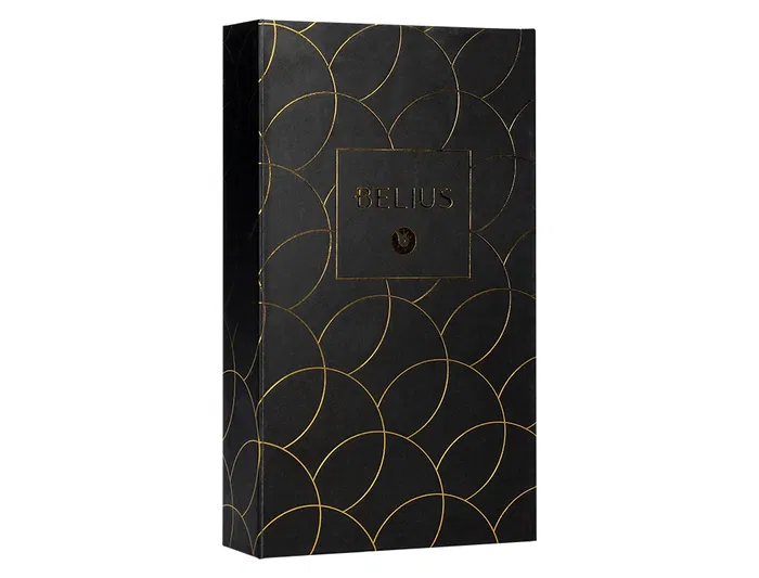 Belius Passion D'or Pluma y Estuche de Cuero y Aluminio Texturizado Cepillado Negro y Dorado Tinta Azul Caja Diseño Elegante