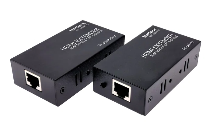 Netlock EXT-HDMI-01 Extensor HDMI por RJ45 CAT.6 hasta 50m - 1920x1200 con Función EDID y Alimentadores Incluidos