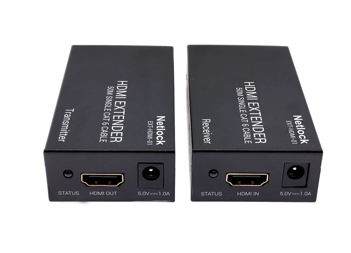 Netlock EXT-HDMI-01 Extensor HDMI por RJ45 CAT.6 hasta 50m - 1920x1200 con Función EDID y Alimentadores Incluidos