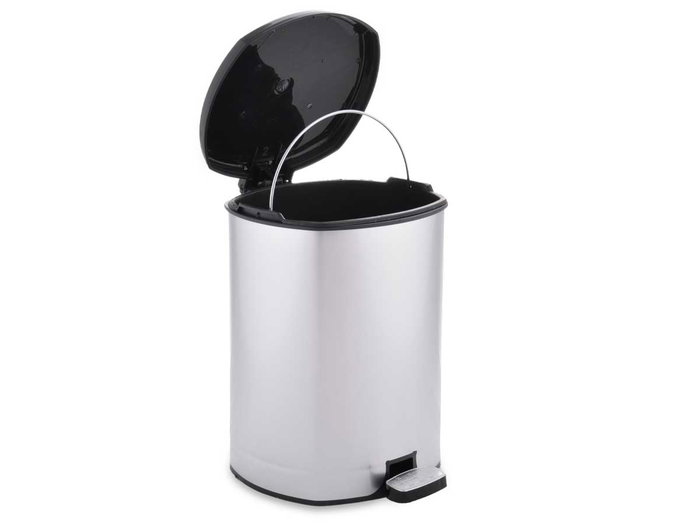 Berilo Papelera de Plástico con Pedal Plateada 6 Litros, Dimensiones 21x26x23.5 cm (Set de 6)
