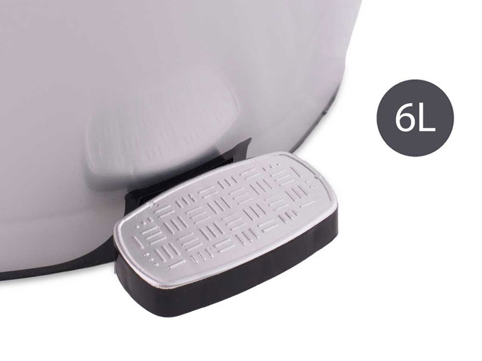 Berilo Papelera de Plástico con Pedal Plateada 6 Litros, Dimensiones 21x26x23.5 cm (Set de 6)