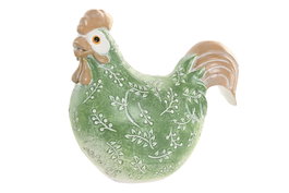 DKD Home Decor Figura de Resina Gallina Verde